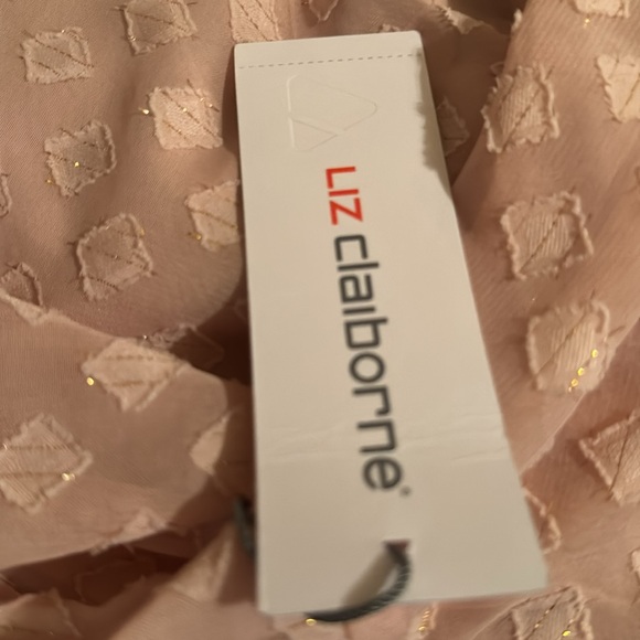 Pink Peasant Blouse & Tank Top 2X Sheer Shimmer Liz Claiborne Balloon Sleeve Top - Picture 4 of 5